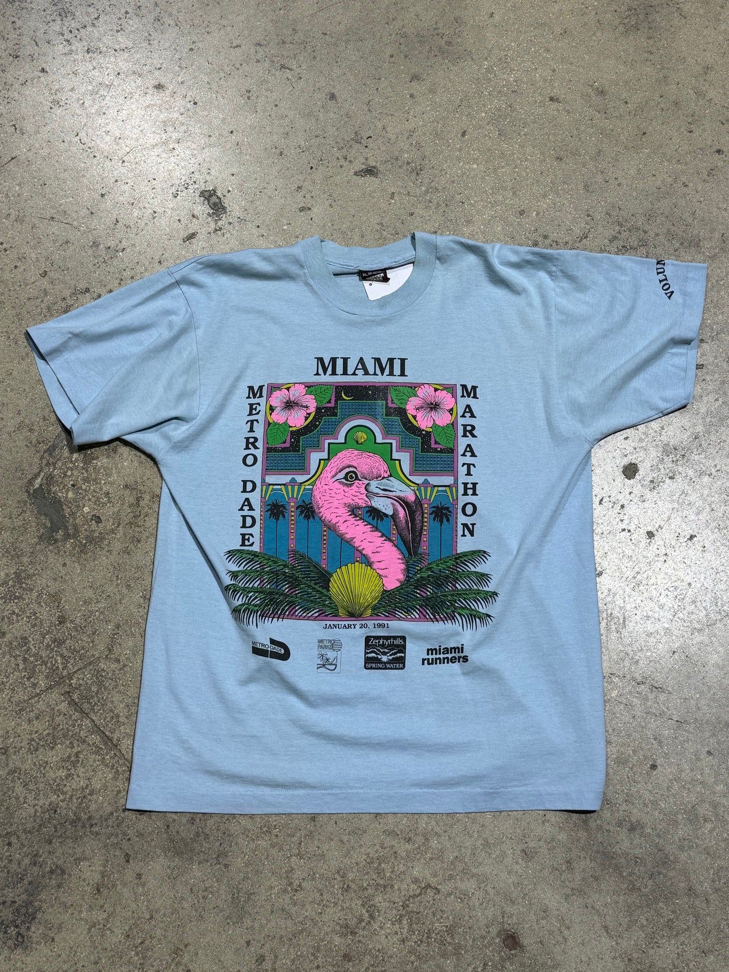 1991 Miami Marathon Tee - Light Blue Size XL