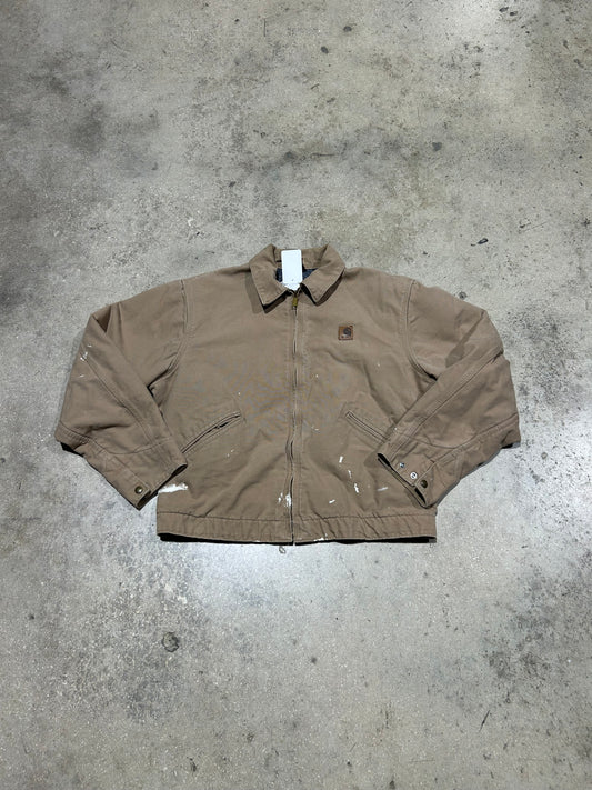 Paint Splattered Carhartt Detroit Jacket - Khaki Size Large
