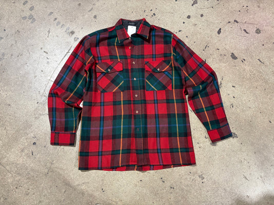 Plaid Flannel Shirt - Red/Green Size M