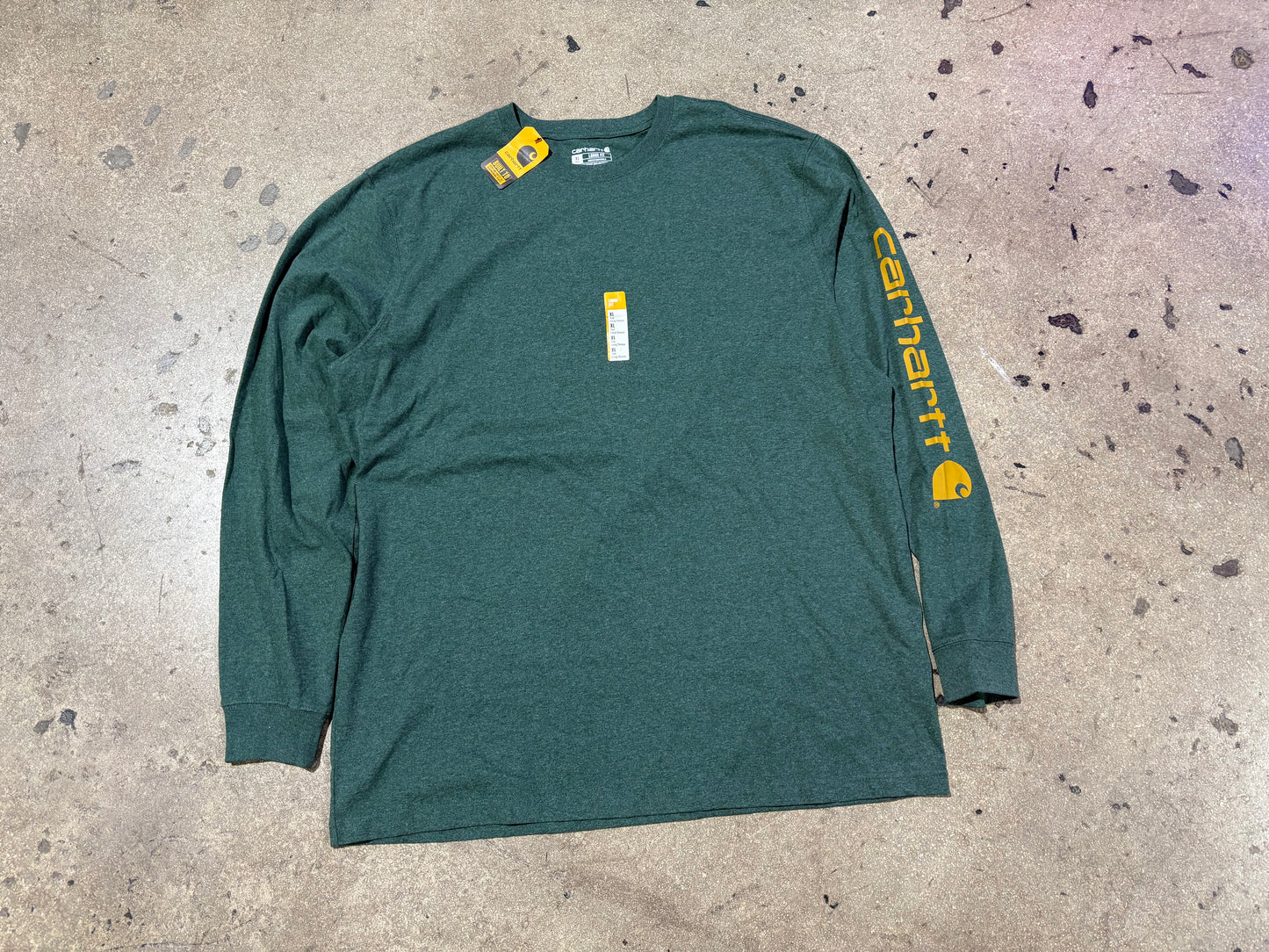 Carhartt Long Sleeve Spell Out Tee - Green Size XL