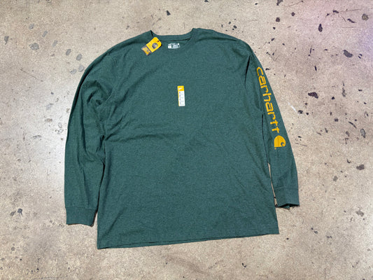 Carhartt Long Sleeve Spell Out Tee - Green Size XL