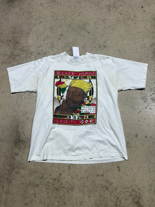Black Man Close To God Tee - White Size XL