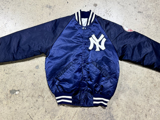 Starter New York Yankees Satin Bomber - Navy Size Medium