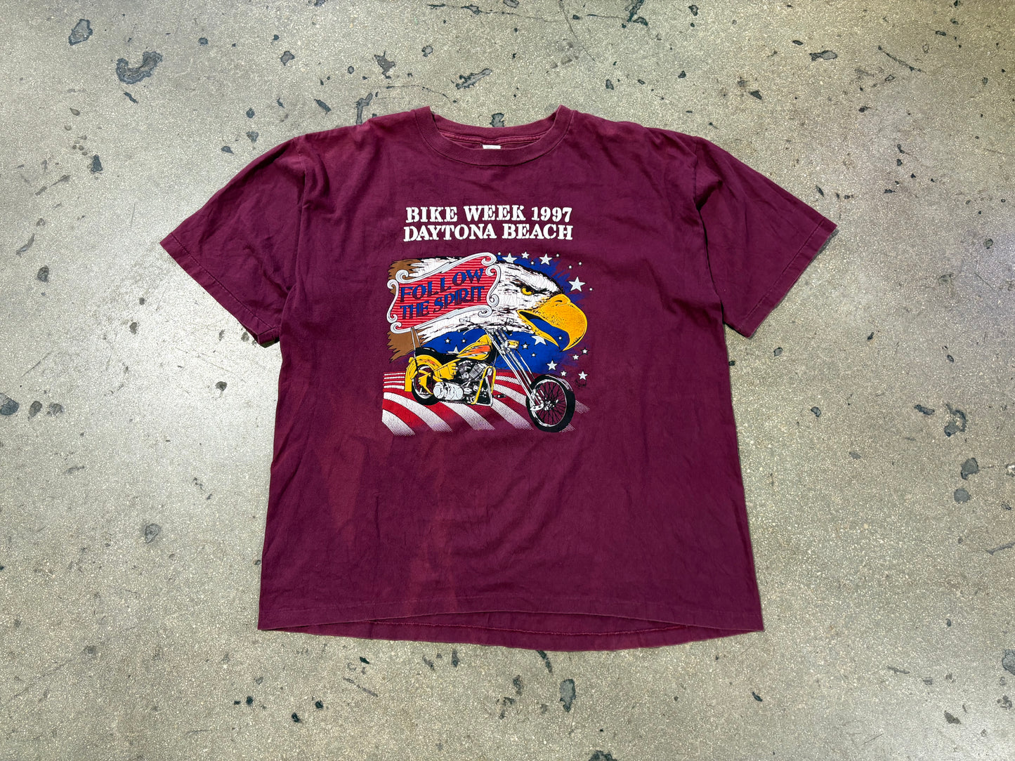 1997 Daytona Beach Bike Week Follow The Spirit Tee - Burgundy Size XL