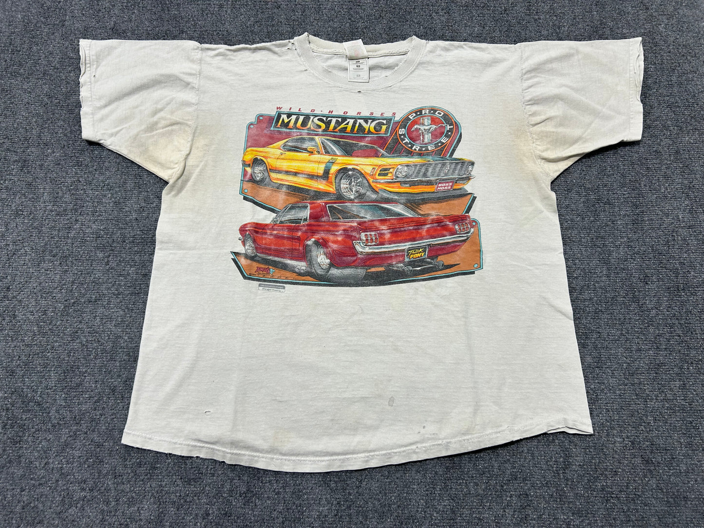 1991 Thrashed Wild Horse Mustang Tee - White Size XL