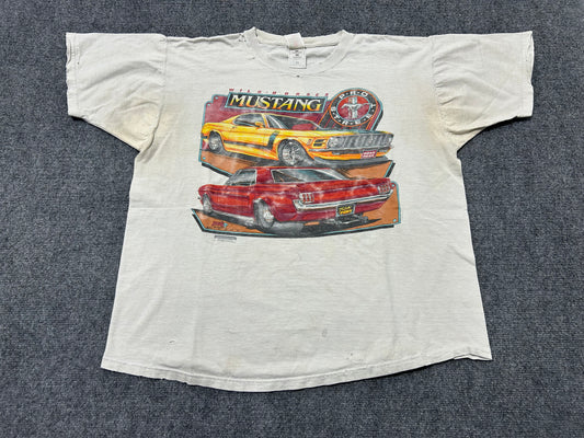 1991 Thrashed Wild Horse Mustang Tee - White Size XL