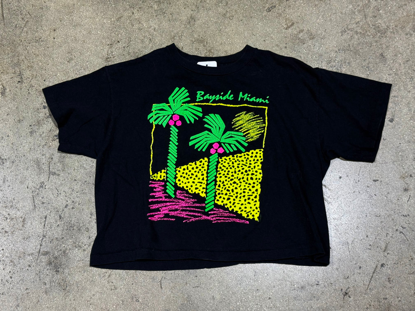 90s Womens Bayside Cropped Tee - Black Size XL