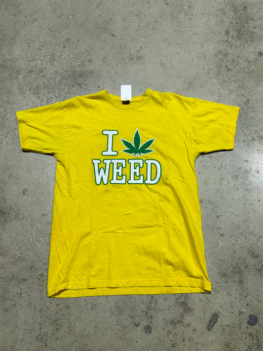I Love weed Tee - Yellow Size XXL