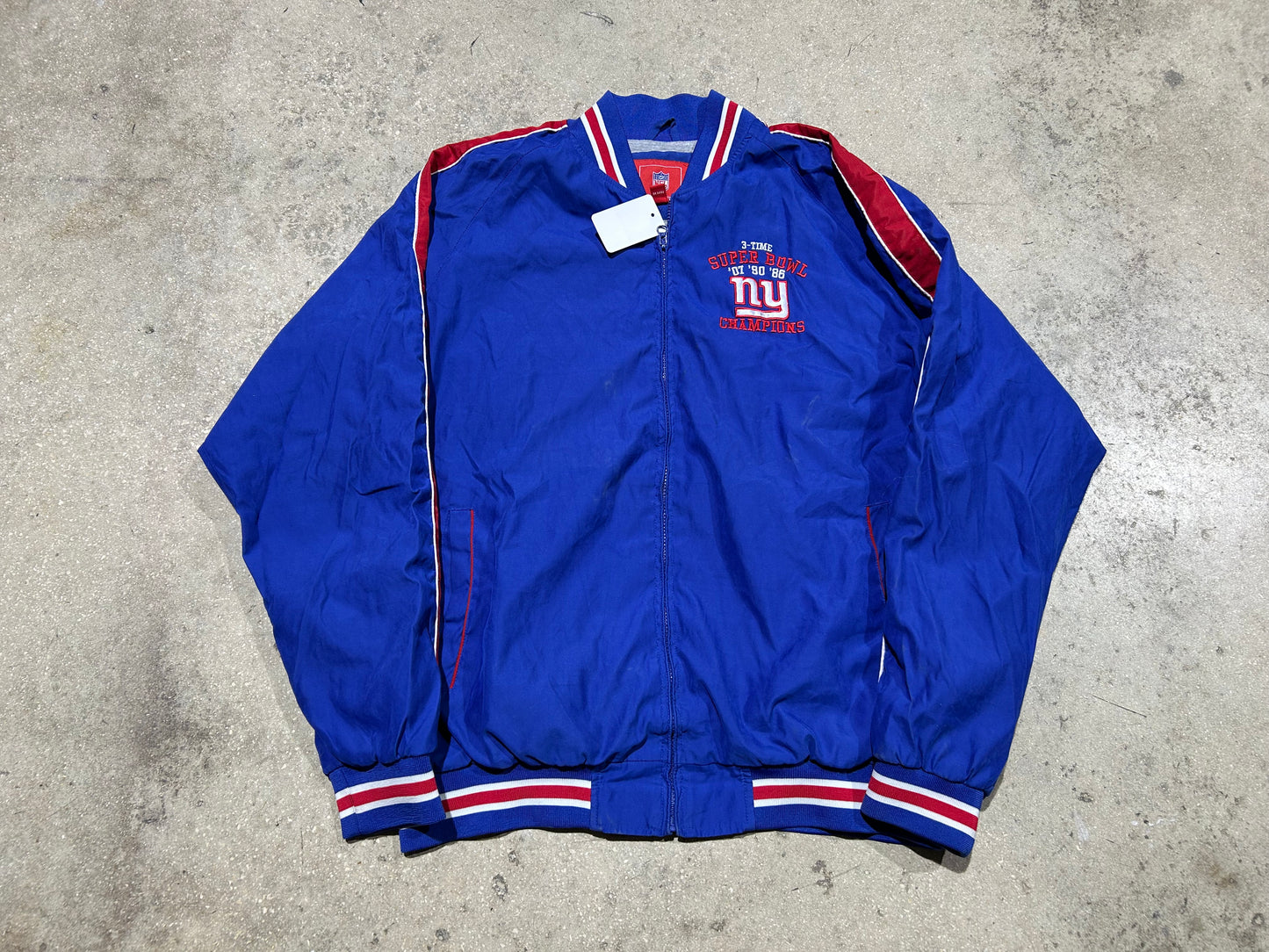 2007 New York Giants Zip Up Jacket - Blue Size XL