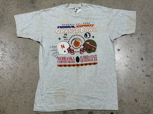 1994 Orange Bowl FSU Vs. Nebraska Tee - Ash Grey Size XL