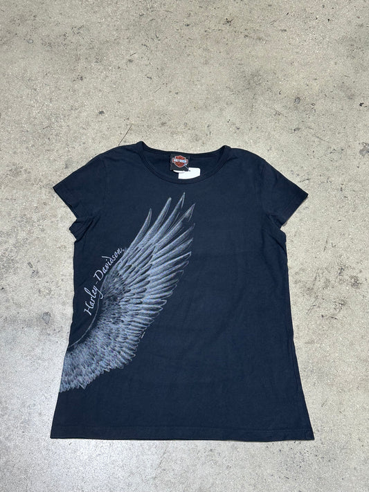 Women's 2008 Harley Davidson Wing Tee - Black Size Small