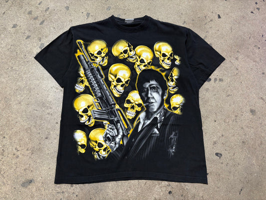 Scarface Yellow Skull Pile Tee - Black Size XL