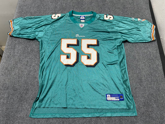 Miami Dolphins Joey Porter Football Jersey #55 - Teal Size XXL(con)