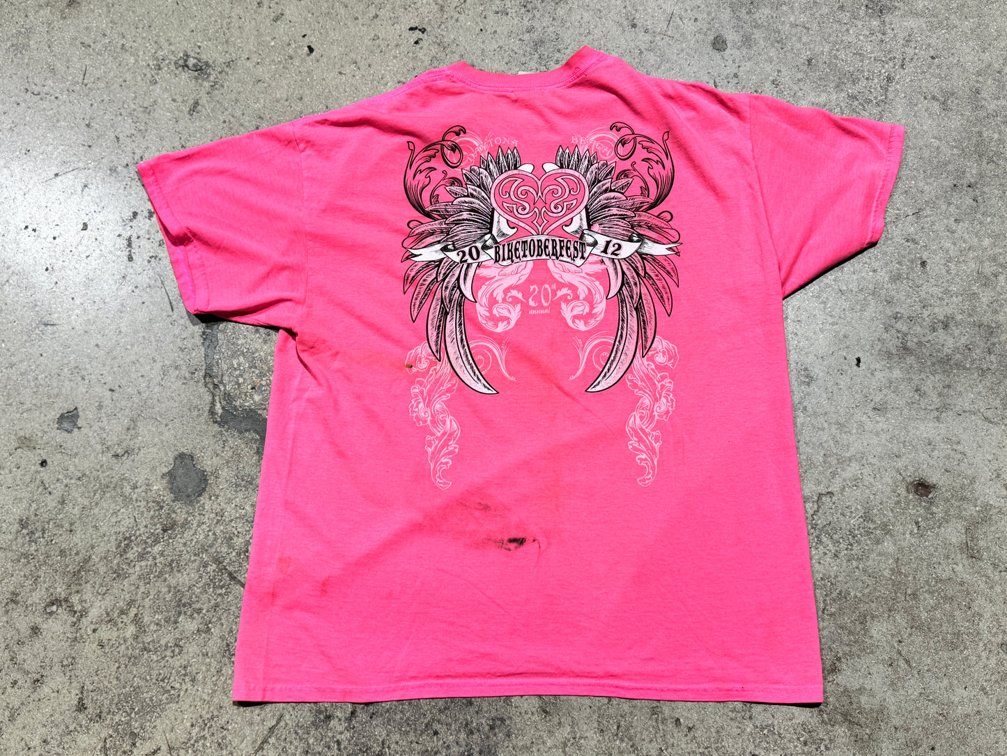 2012 Daytona Beach Biketoberfest Heart Wings Tee - Pink Size XL