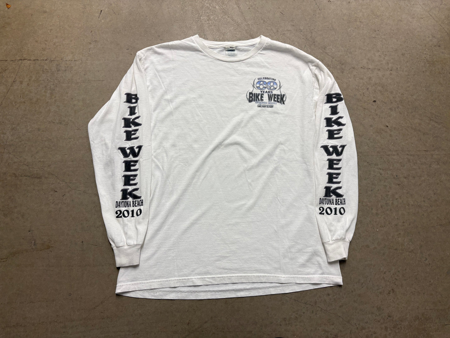 2010 Daytona Bike Week 69 Long Sleeve Tee - White Size Large