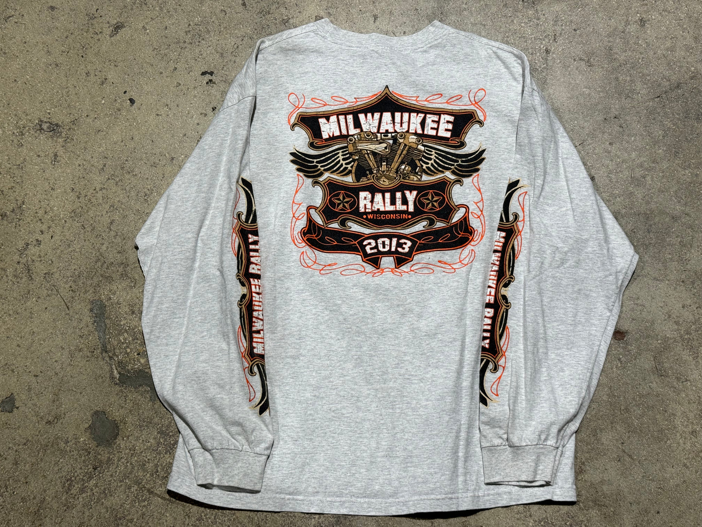 2013 Milwaukee Rally Longsleeve Tee - Ash Grey Size XXL