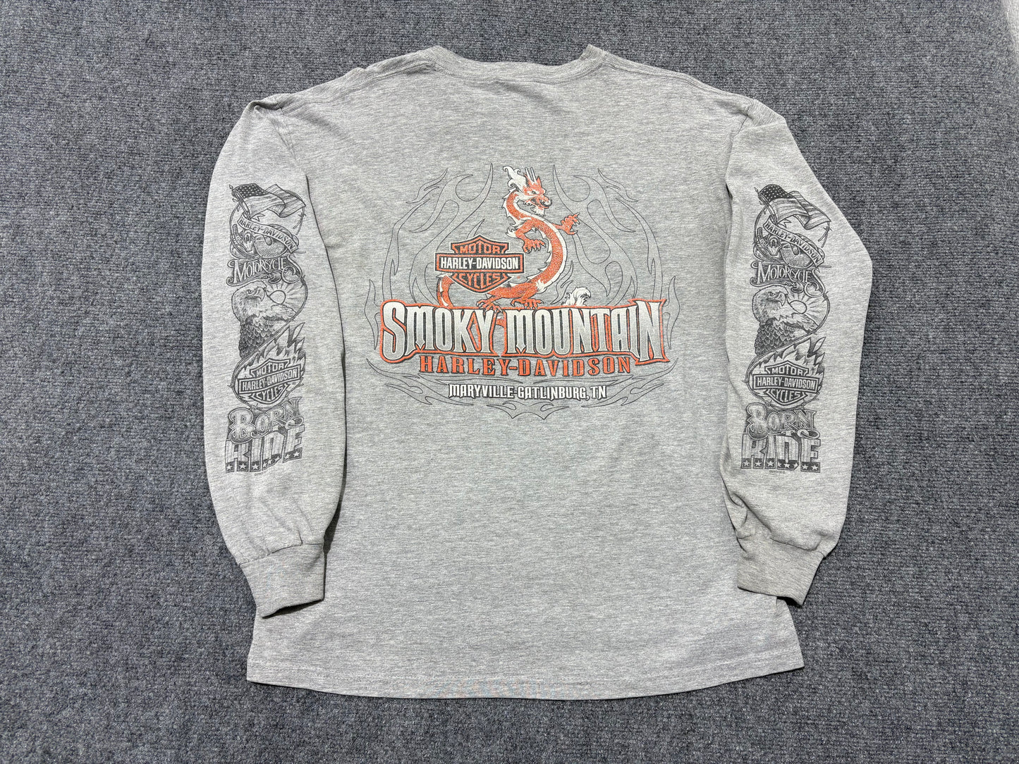 Harley Davidson Smokey Mountains Long Sleeve - Grey Size Large