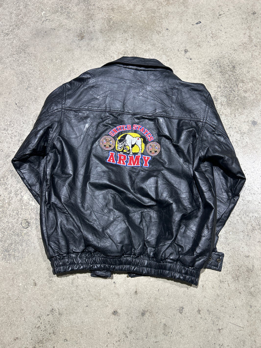 United States Army Leather Jacket - Black Size XXL