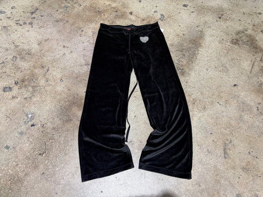 Twisted Heart Velour Sweatpants - Black Size Large