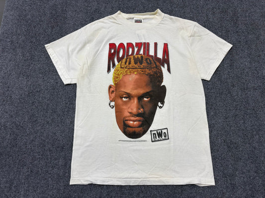 1996 Dennis Rodman NWO Godzilla Tee - White Size Large