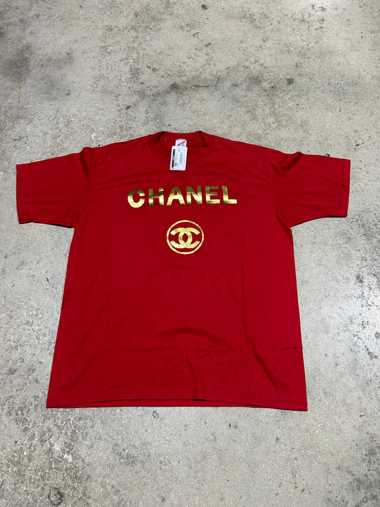 Bootleg Chanel Tee - Red/Gold Size XL