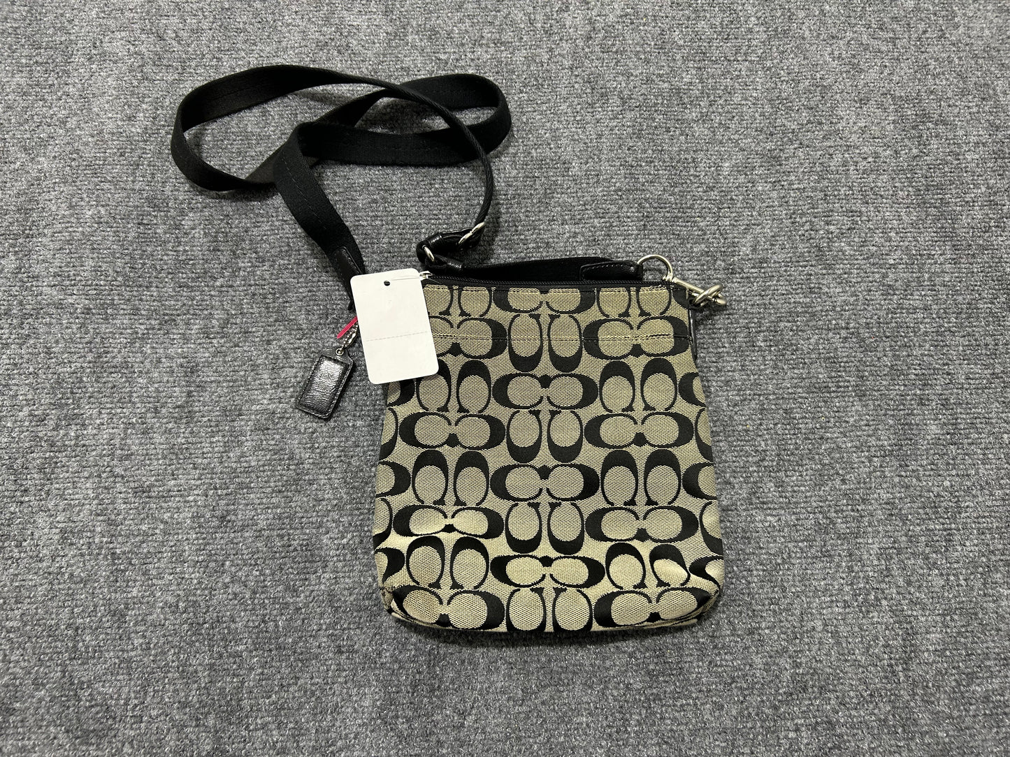 Coach Signature Jacquard Crossbody Purse - Black/Gray
