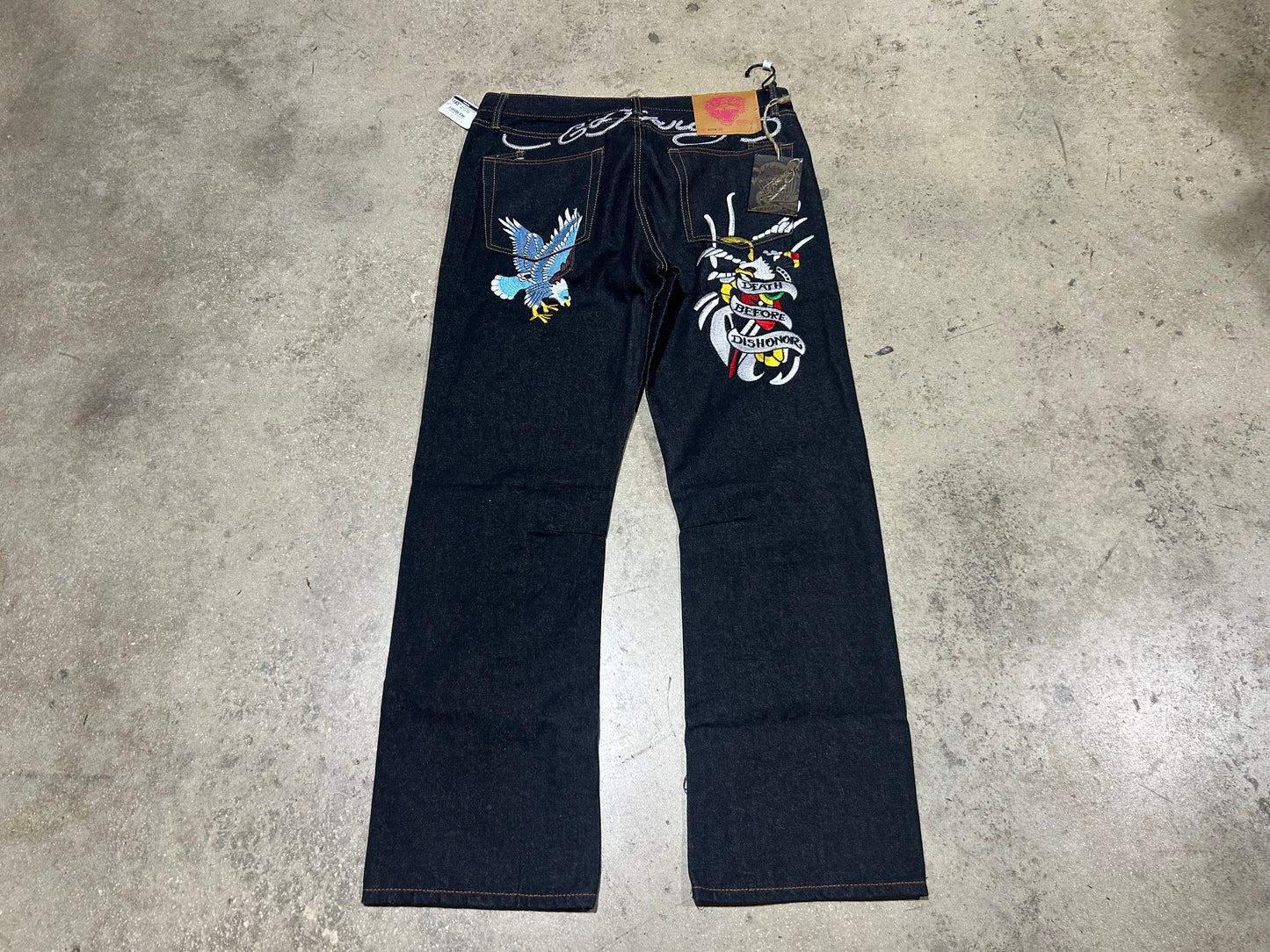 Ed Hardy Death Before Dishonor Denim - Black Size 38x35