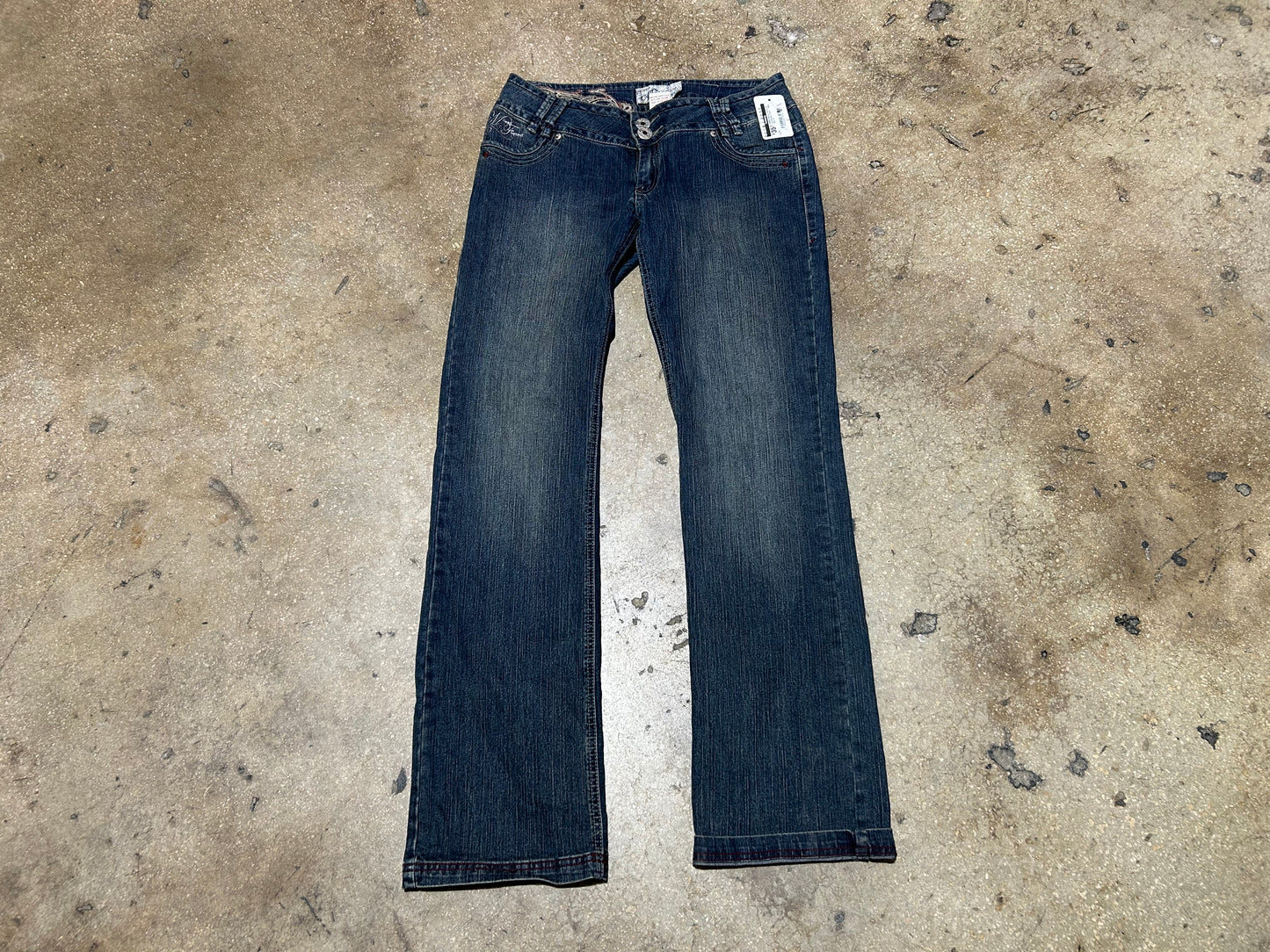 WMNS Mecca Jeans Big Embroidery Pants - Navy Size 10