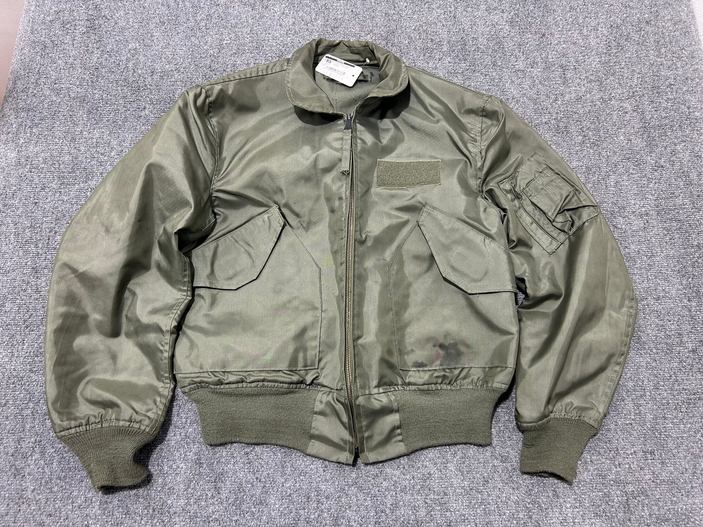 Military Nylon Bomber Jacket - Olive Size Medium