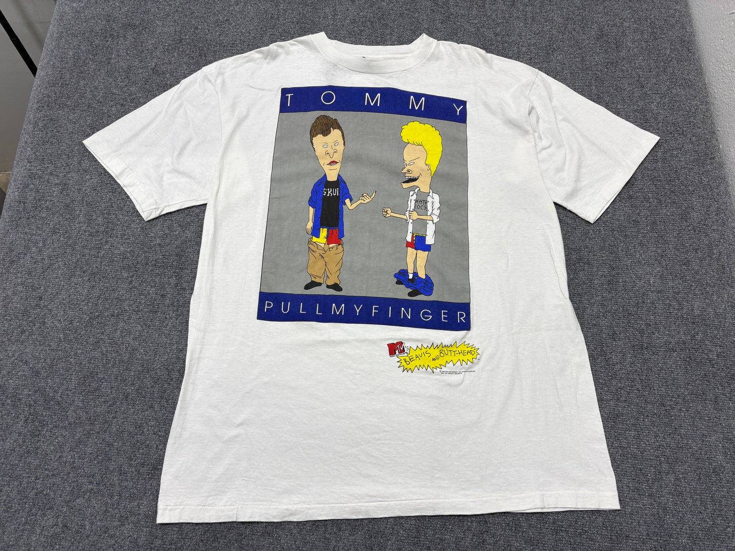 1995 Beavis & Butthead Tommy Pull My Finger Tee - White Size XL