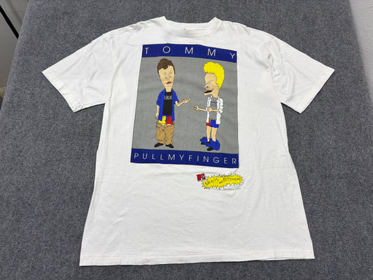 1995 Beavis & Butthead Tommy Pull My Finger Tee - White Size XL