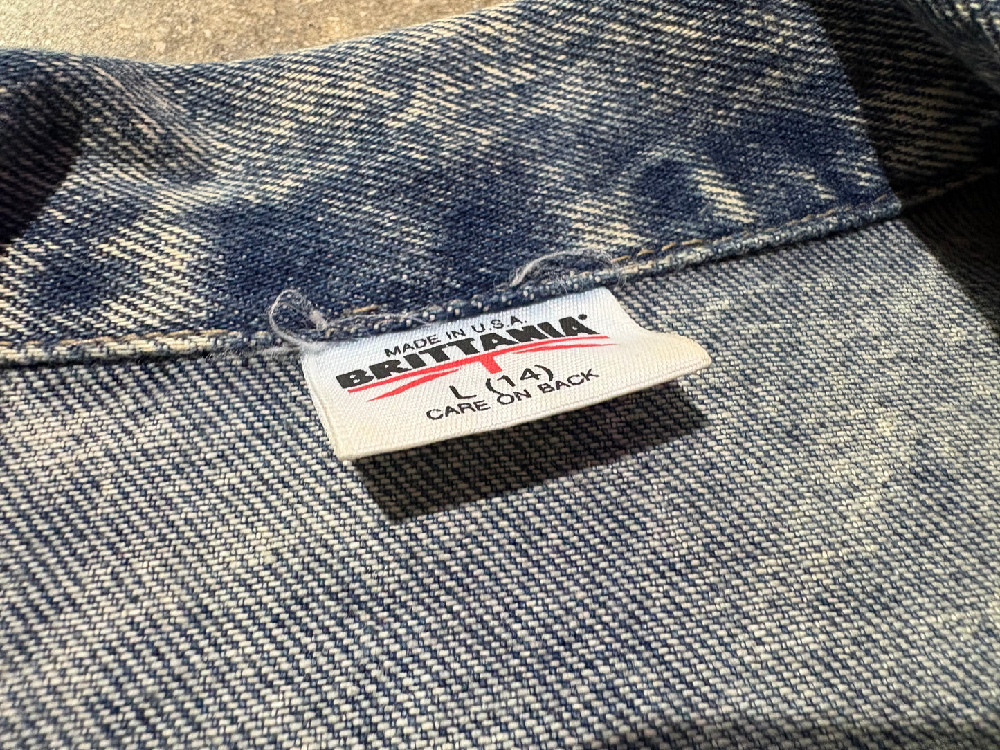 Womens Brittania Acid Wash Denim Jean Jacket - Blue Size Large