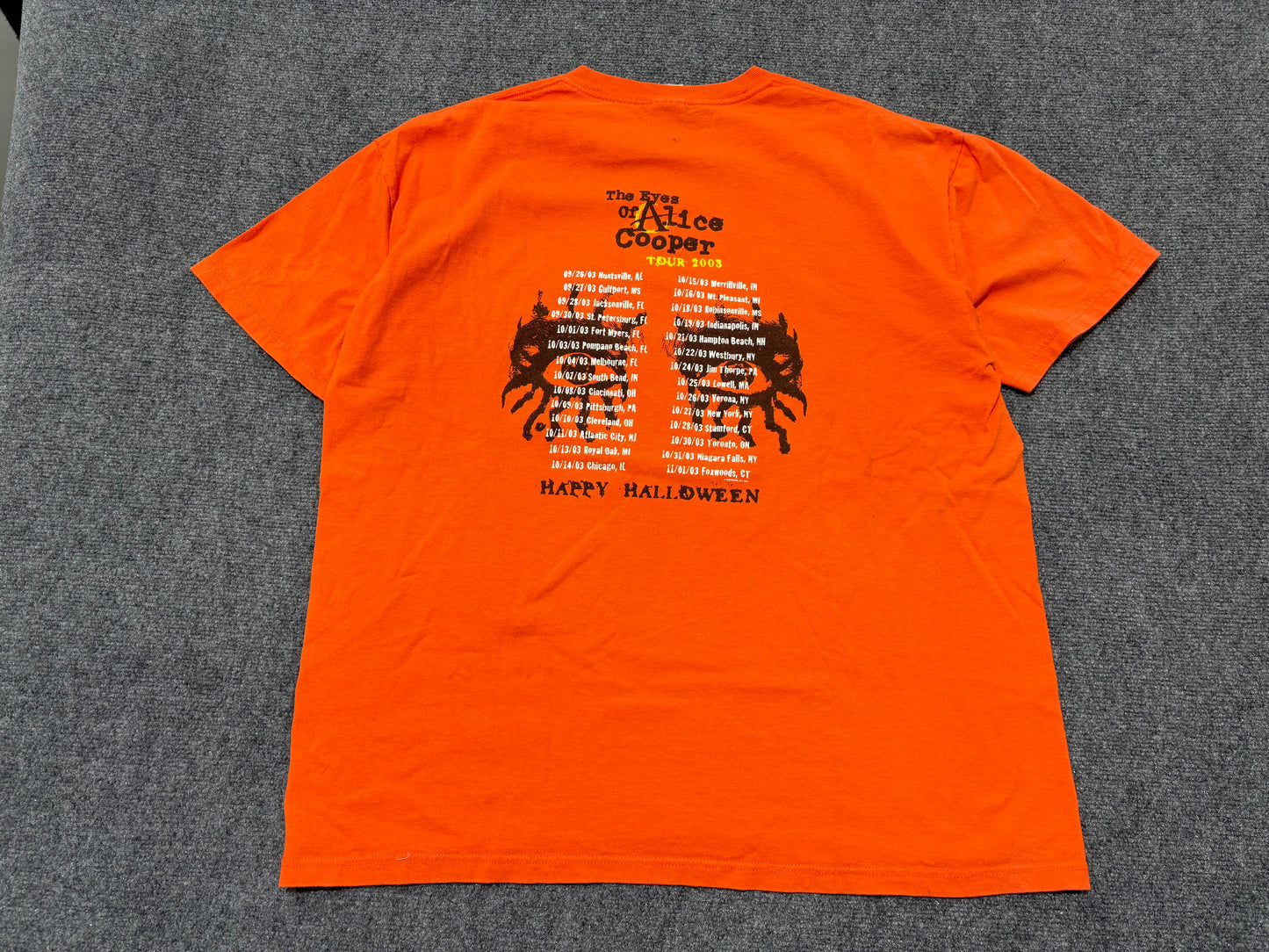 2003 Alice Cooper Halloween Tour Tee - Orange Size XL