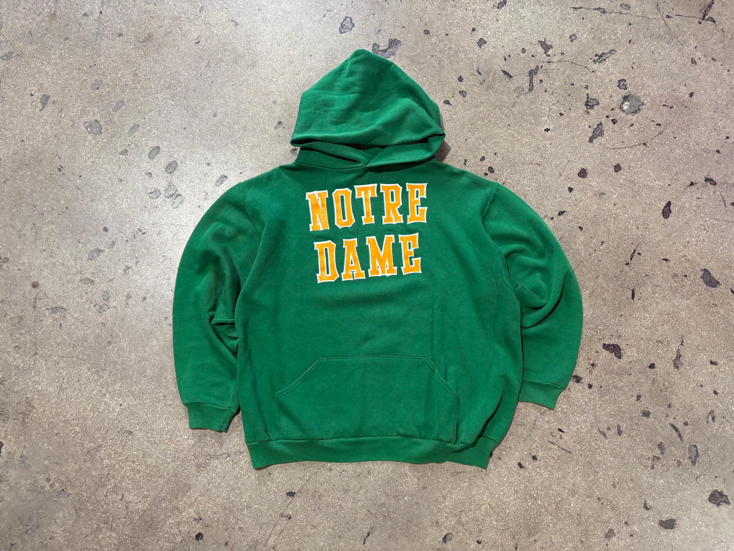 80s Russell Notre Dame Pull Over Hoodie - Green Size Large