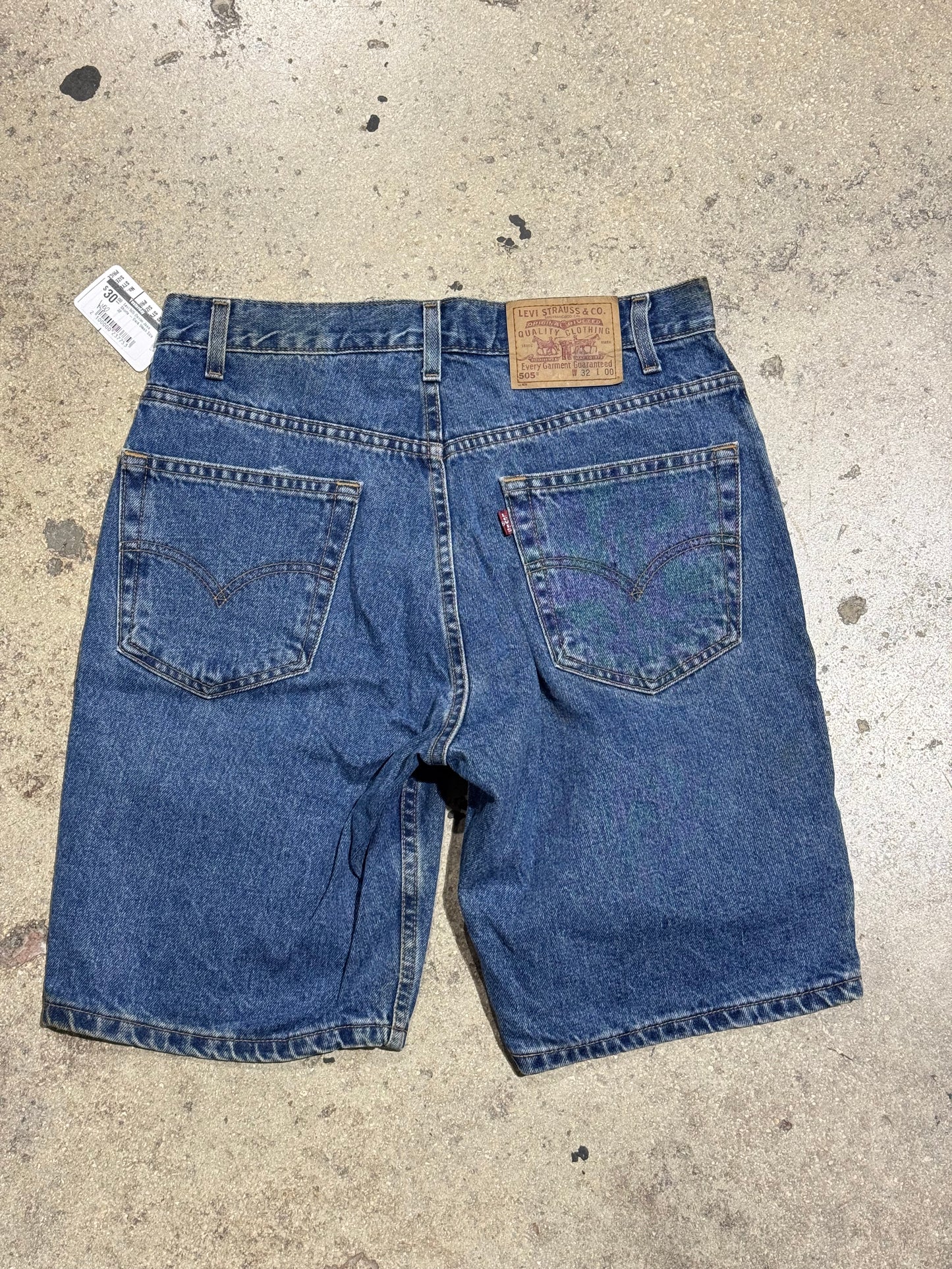 Levi 505 Denim Jean Shorts - Dark Wash Size 32