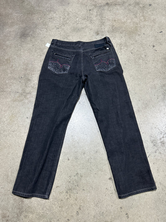 LRG Zipper Pocket Denim Jeans - Black Size 38x32