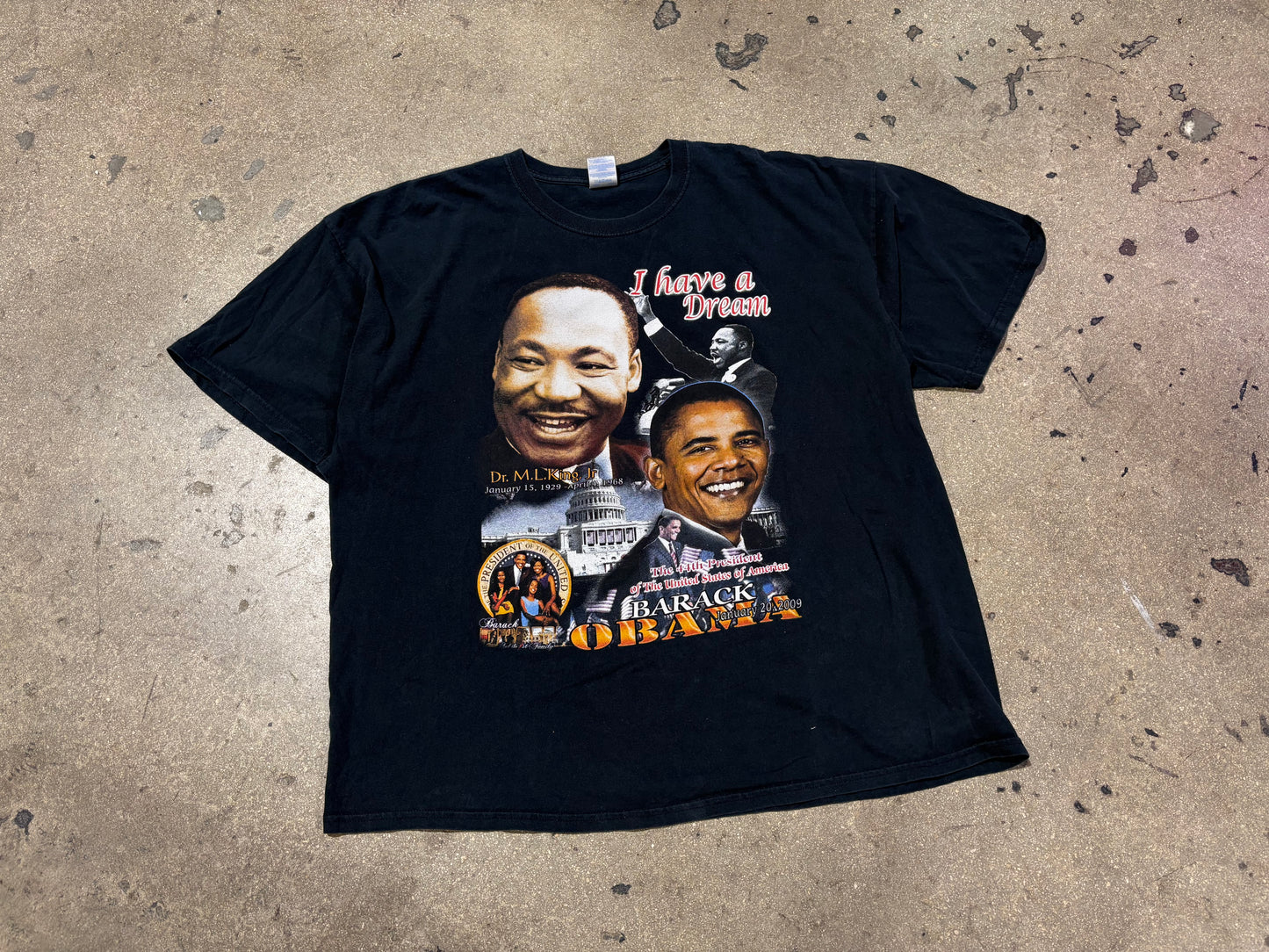 MLK Obama I have a Dream Tee - Black Size XXL
