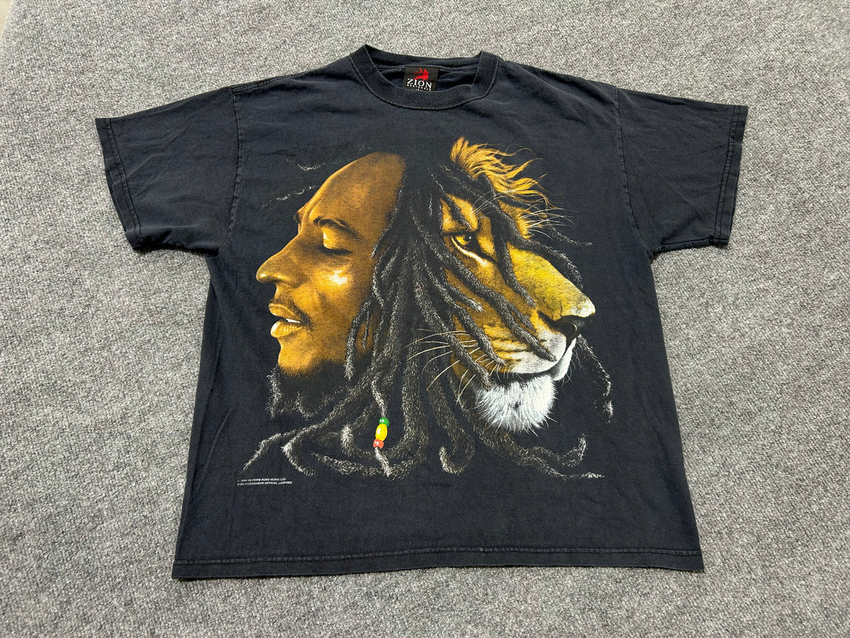 Bob Marley Lion Tee - Black Size Large
