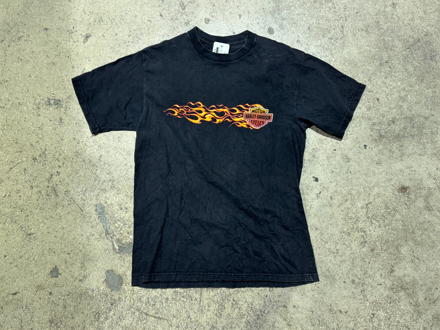 1999 Harley Davidson Las Vegas Flame Logo Tee - Black Size Medium