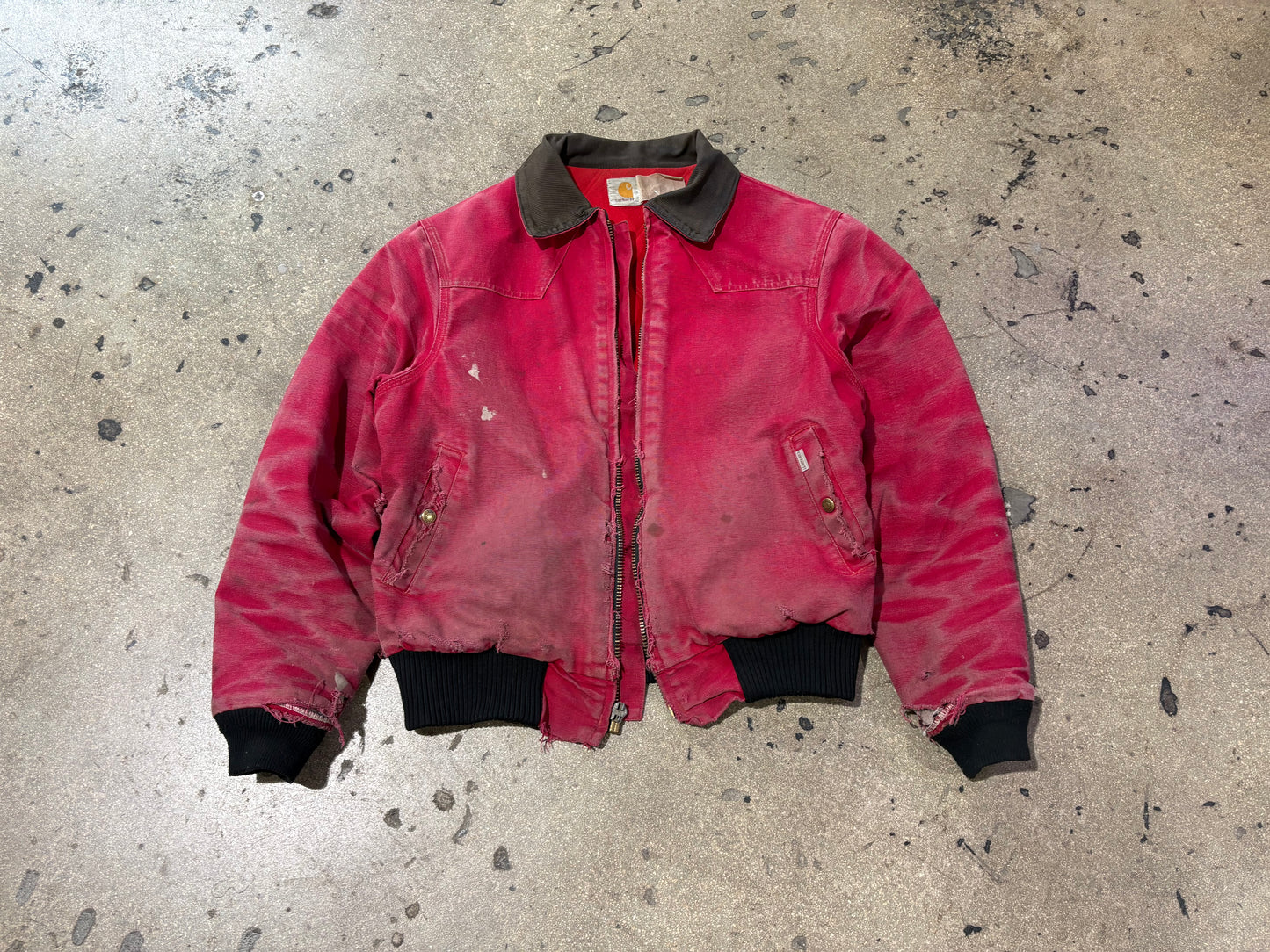 Distressed Carhartt Santa Fe Work Jacket - Red Size XL