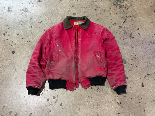 Distressed Carhartt Santa Fe Work Jacket - Red Size XL