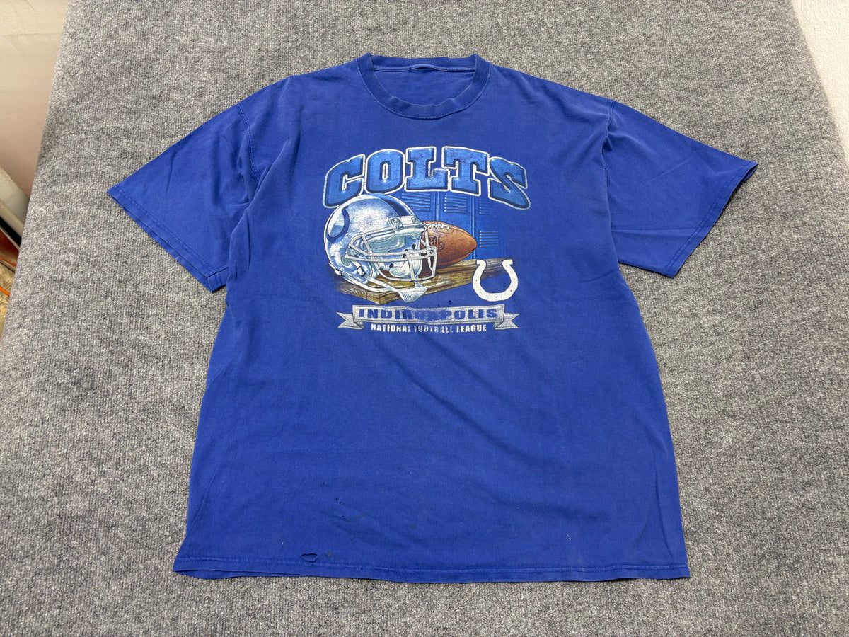 Indianapolis Colts Helmet & Ball Tee - Blue Size XXL