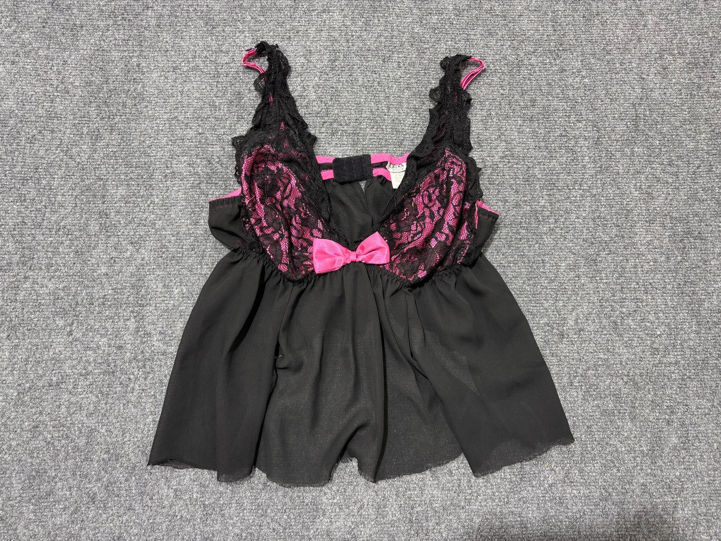 Cinema Lace Lingerie Top - Black/ Pink Size Large