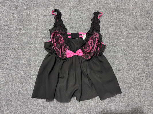 Cinema Lace Lingerie Top - Black/ Pink Size Large