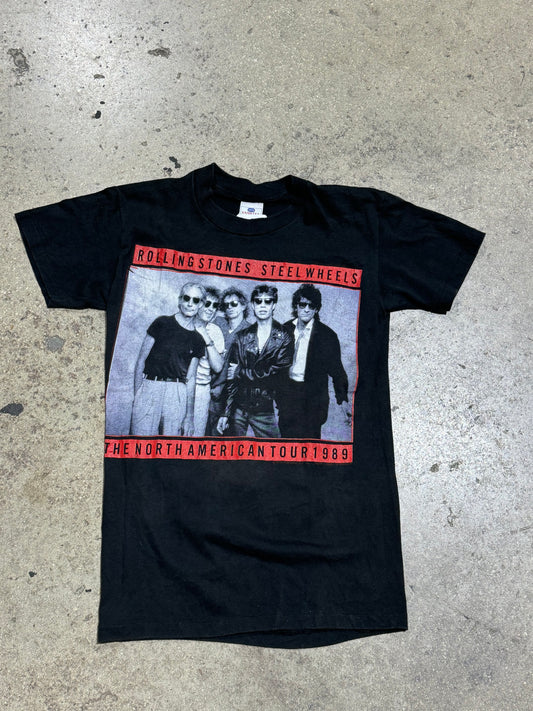 1989 Rolling Stones Steel Wheel US Tour Tee - Black Size Medium