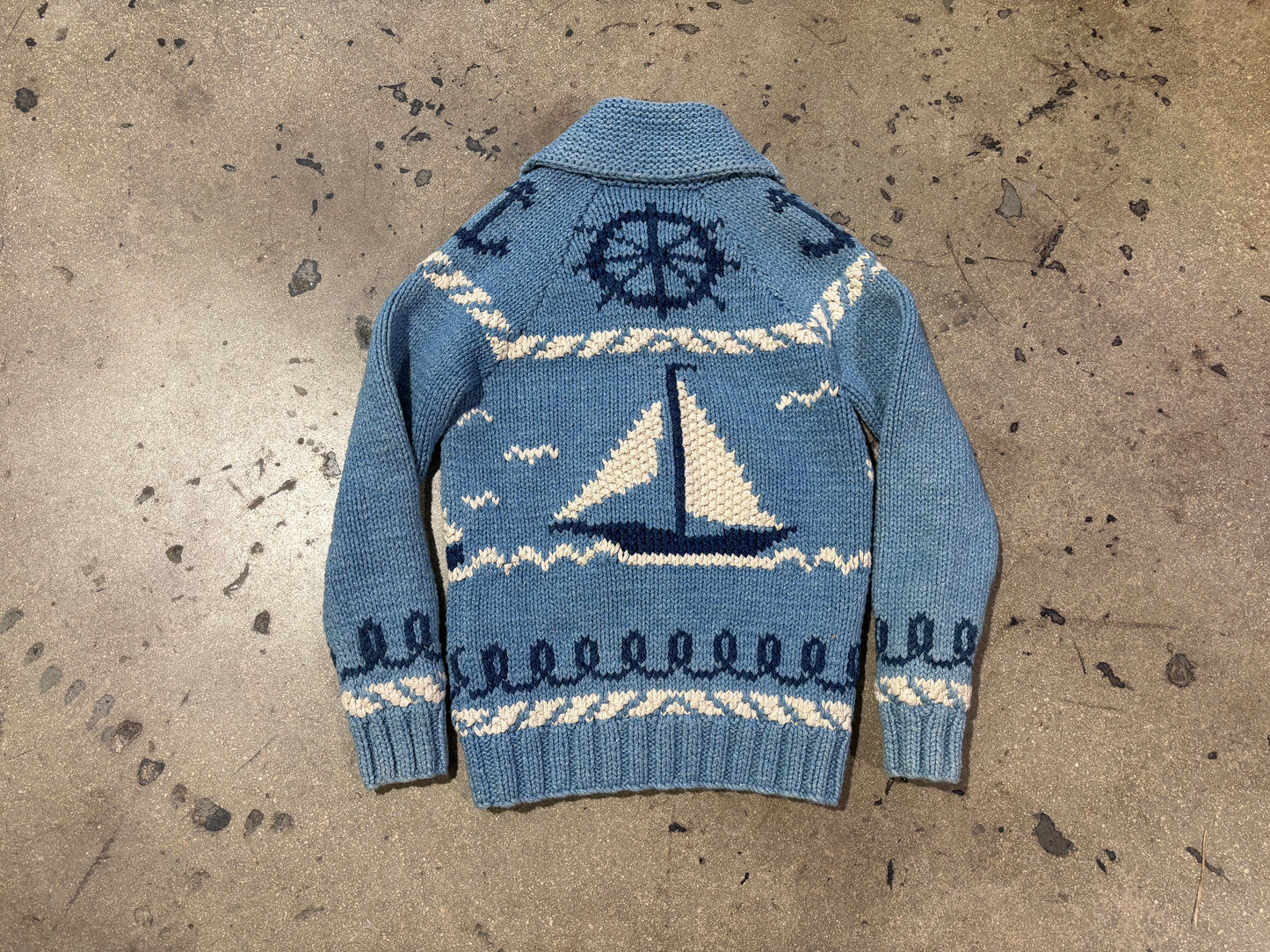 Double RL RRL Nautical Hand Knit Cardigan Sweater - Blue Size XS