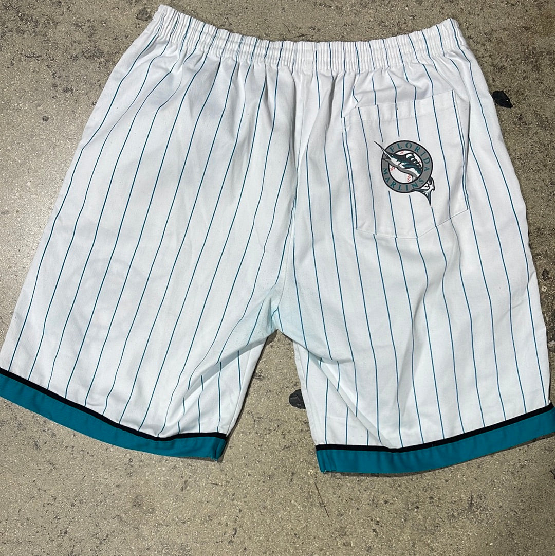 Florida Marlins Starter Pinstripe Shorts - White Size XL