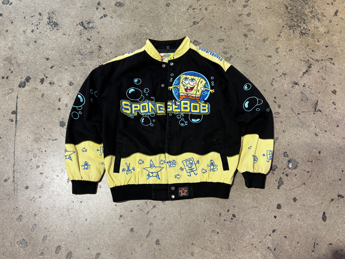 JH Design Spongebob Racing Jacket - Black / Yellow Size Large