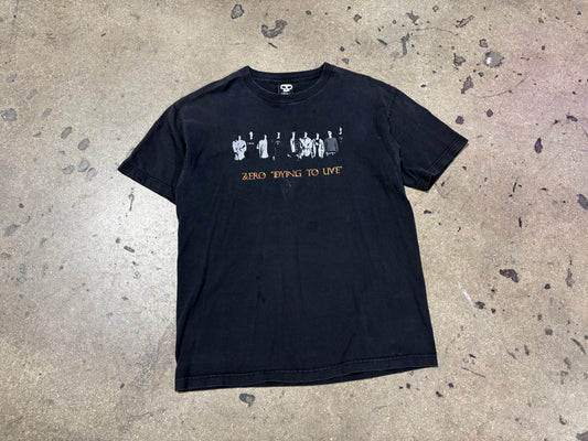 2002 Zero Dying To Live Tour Skate Tee - Black Size Large