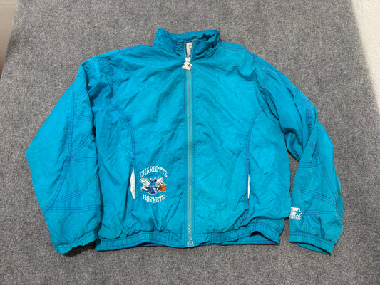 Starter Charlotte Hornets Windbreaker Jacket - Teal Size Large